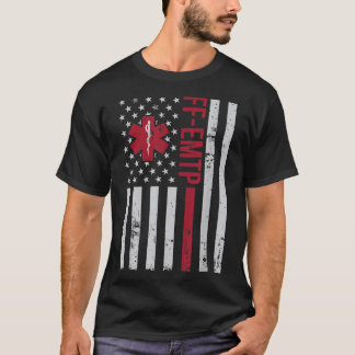 FF-EMTP Firefighter Paramedic USA Flag T Shirt