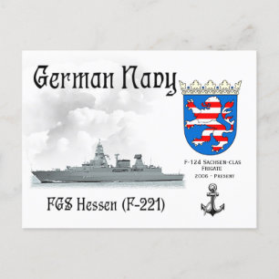 FGS Hessen (F-221) German Navy Frigate Vykort