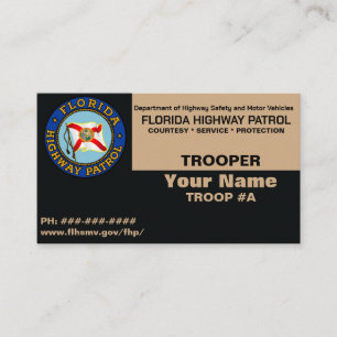 FHP Florida Highway Patrol Affärskort Visitkort