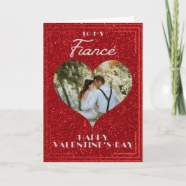 Fiancé Anpassningsbar Photo Glitter Valentine Card Kort