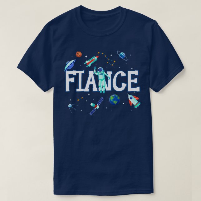Fiance Astronaut Space Family Matching Birthday Pa T Shirt (Design framsida)