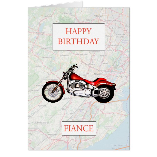 Fiance Karta och Motorcycle Birthday Hälsningskort (Framsidan)
