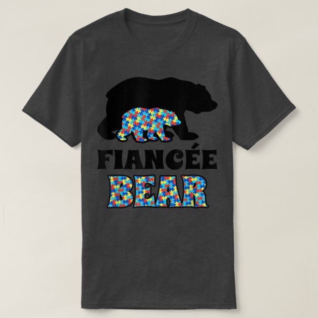 Fiancee Bear Autism-medvetenhet T Shirt (Design framsida)