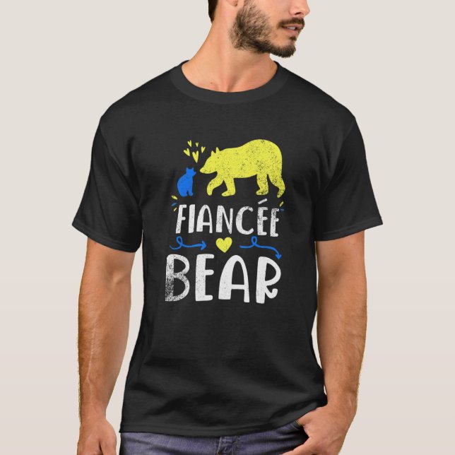 Fiancée Bear Family Matching Down Syndrome Awarene T Shirt (Framsida)