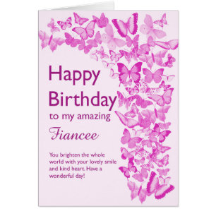 Fiancee Birthday Butterflies Hälsningskort