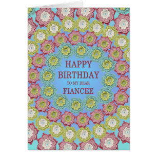 Fiancee Birthday Crochet Flowers Hälsningskort