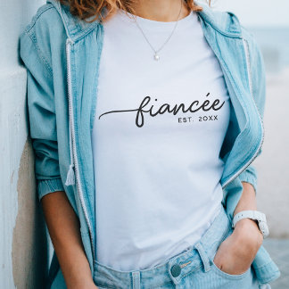 Fiancée Elegant Typography Anpassningsbar Date För T Shirt