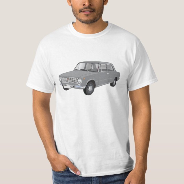 FIAT 124 Berlina grå färg Tee Shirt (Framsida)