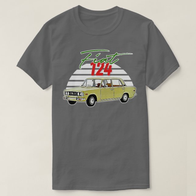 Fiat 124 Retro Italiana Älskare-presentkort T Shirt (Design framsida)