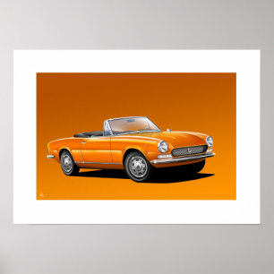 Fiat 124 spindelillustration poster