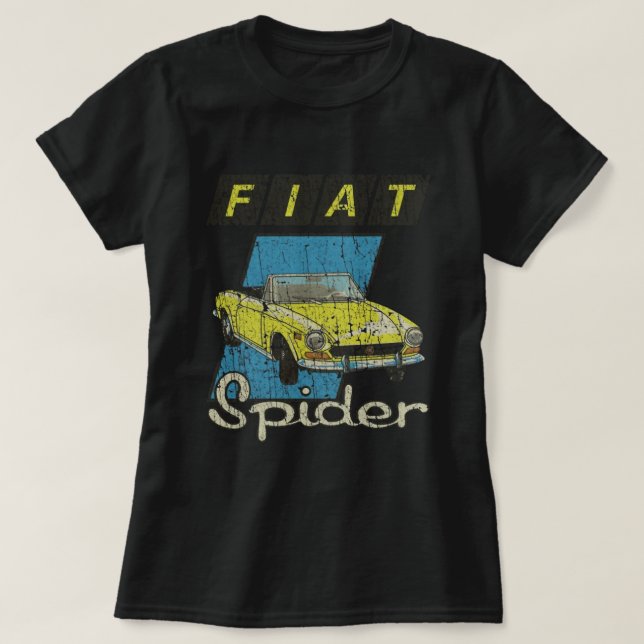 Fiat 124 Sport Spider Gult 1975 T-Shirt (Design framsida)