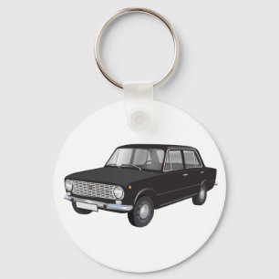Fiat 124 svart nyckelring