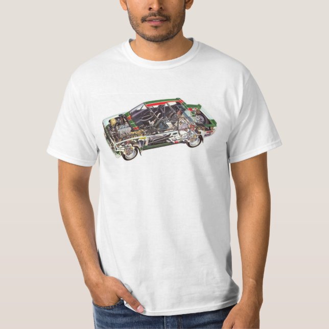 Fiat 131 Abarth Cutaway Shirt T Shirt (Framsida)