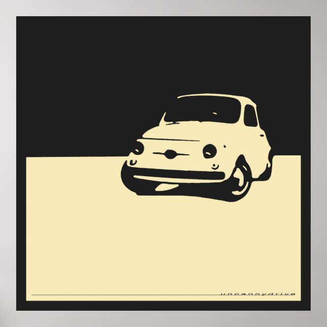 Fiat 500, 1959 - Cream on charcoal black Poster (Framsidan)