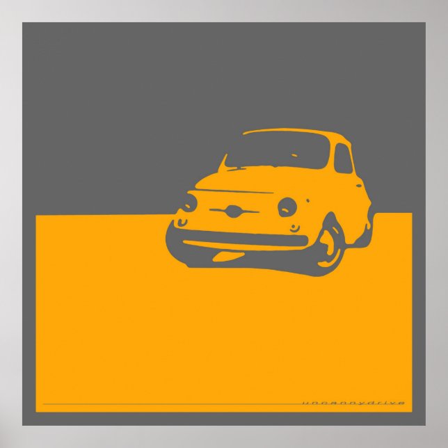 Fiat 500, 1959 - Gult on grått Poster (Framsidan)