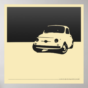 Fiat 500, 1959 - kolsvart på den kräm- affischen poster