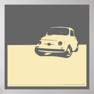 Fiat 500, 1959 - laga mat med grädde på grått poster