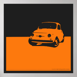 Fiat 500, 1959 - Orange på svart poster