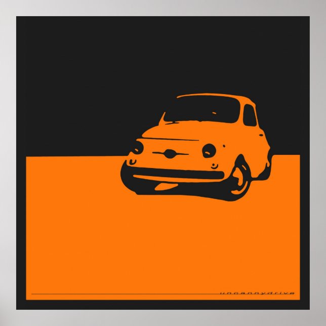 Fiat 500, 1959 - Orange på svart poster (Framsidan)