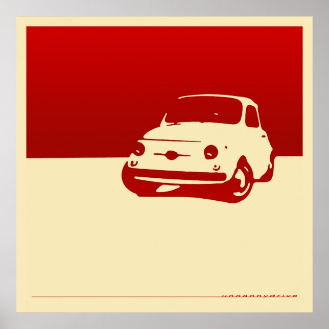 Fiat 500, 1959 - poster med rödgrädde (Framsidan)