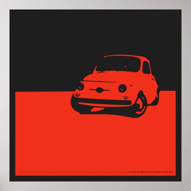 Fiat 500, 1959 - Red on charcol black Poster (Framsidan)