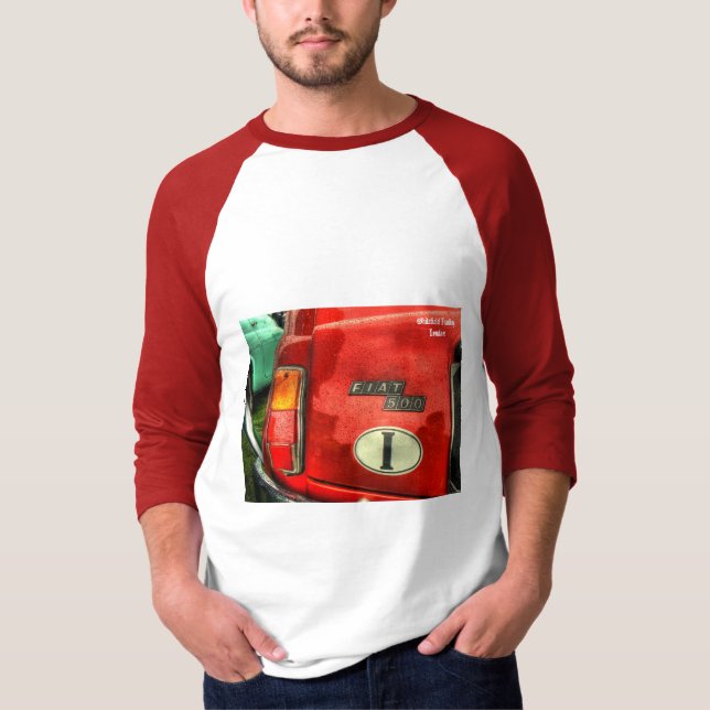 Fiat 500 3/4 skjorta för sleeve T Tee (Framsida)
