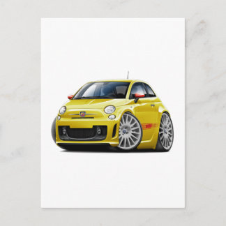 Fiat 500 Abarth Gult Car Vykort