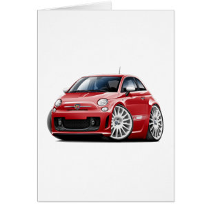 Fiat 500 Abarth röd bil Hälsningskort