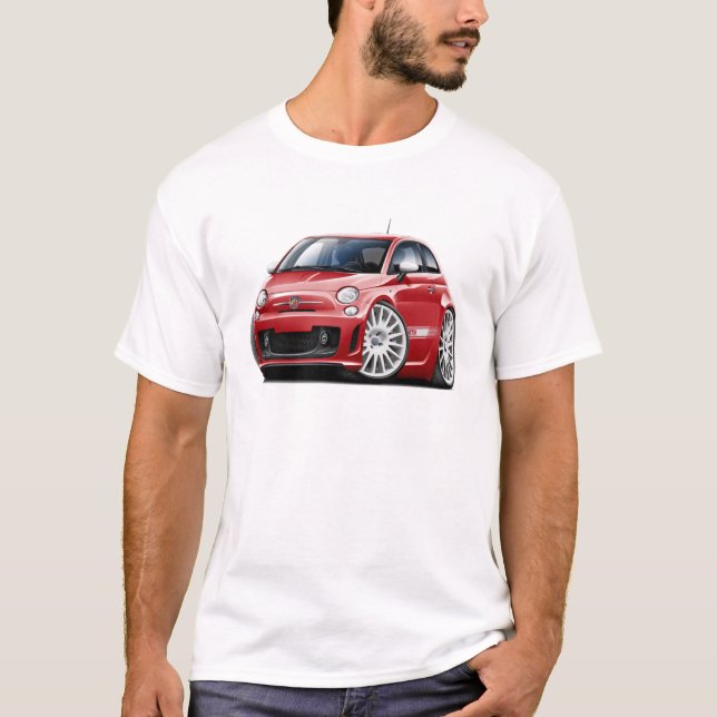 Fiat 500 Abarth röd bil Tee Shirt (Framsida)