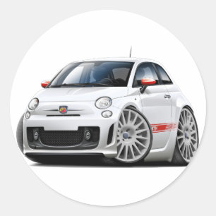 Fiat 500 Abarth vitbil Runt Klistermärke