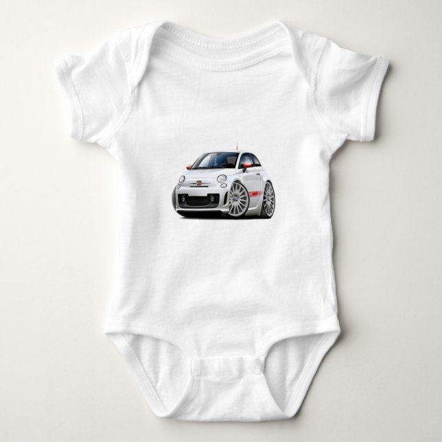 Fiat 500 Abarth vitbil T-shirt (Framsida)