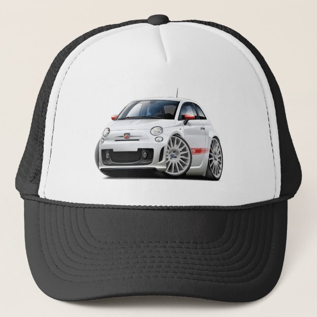 Fiat 500 Abarth vitbil Truckerkeps (Framsida)