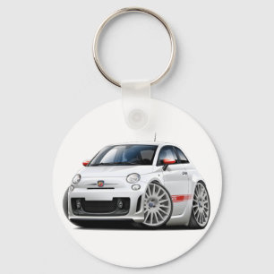 Fiat 500 Abarth White Car Nyckelring
