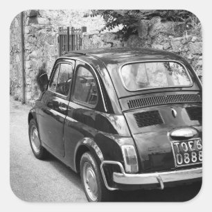 FIAT 500-bil i svartvitt Fyrkantigt Klistermärke