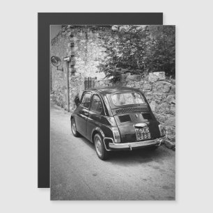 FIAT 500-bil i svartvitt Magnetisk Inbjudningskort