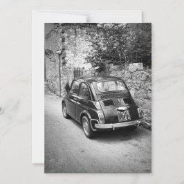 FIAT 500-bil i svartvitt Magnetisk Inbjudningskort