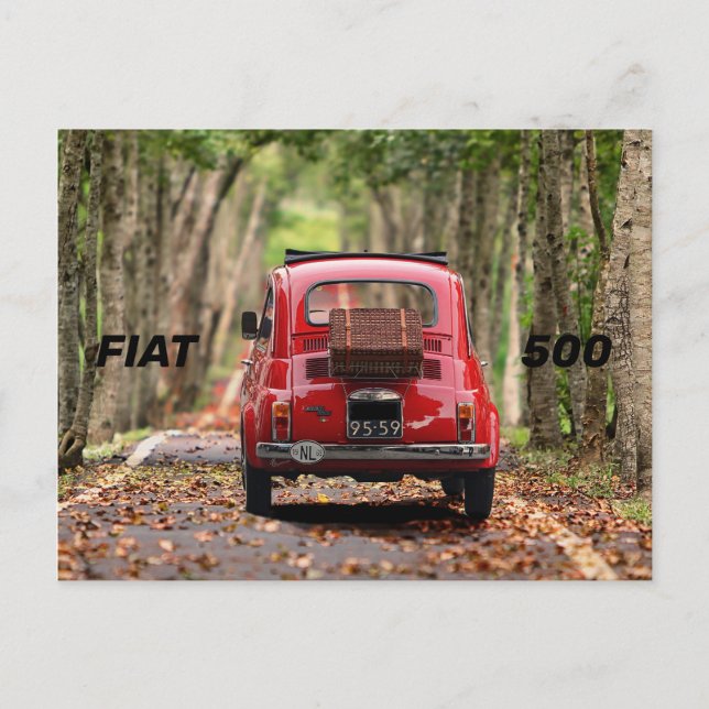 Fiat 500 bil vykort (Framsida)