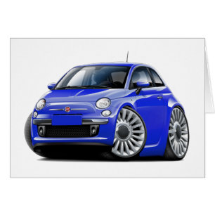Fiat 500 blåttbil hälsningskort