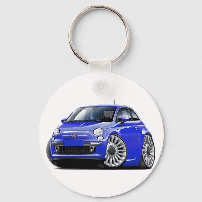 Fiat 500 Blue Car Nyckelring (Framsida)