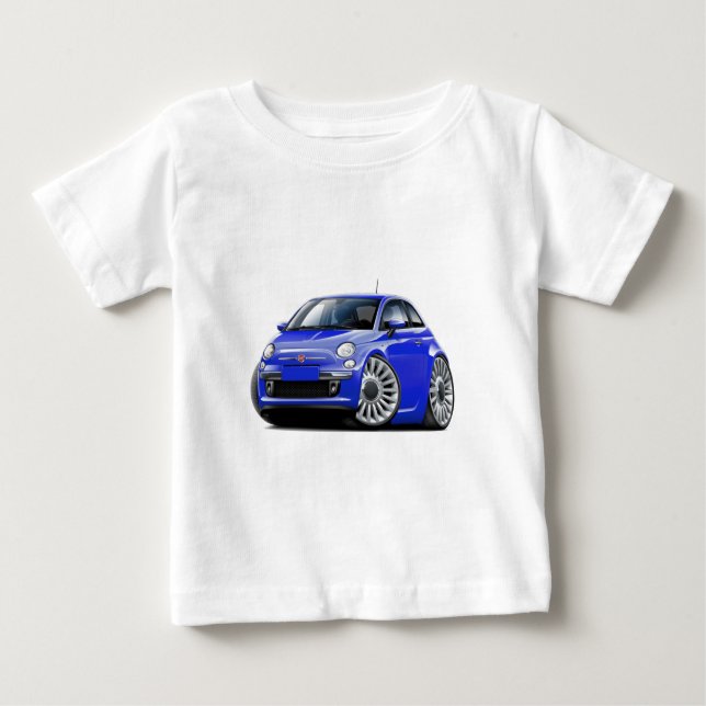 Fiat 500 Blue Car T-shirt (Framsida)