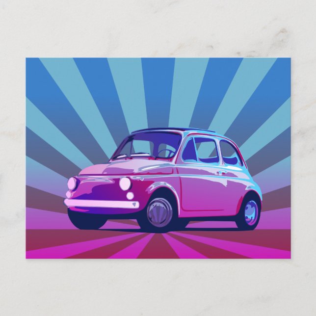 Fiat 500 Brokig Vykort (Framsida)