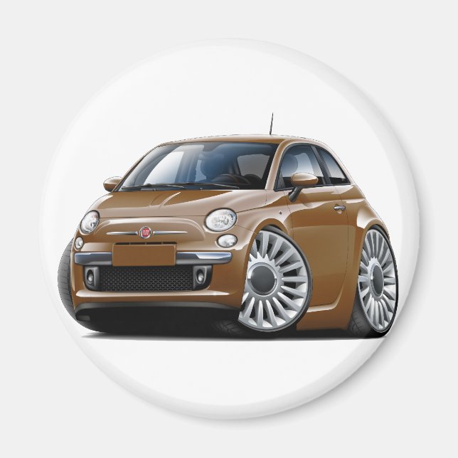 Fiat 500 Brun bil Magnet (Framsidan)