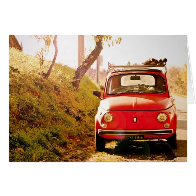 Fiat 500, Cinquecento i Italien Hälsningskort (Framsidan Horizontal)