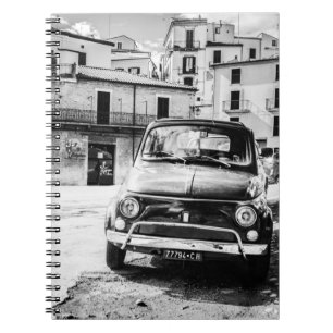 Fiat 500, cinquecento i italien, klassikerbilgåva anteckningsbok med spiral