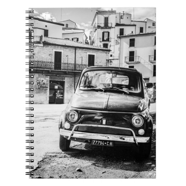Fiat 500, cinquecento i italien, klassikerbilgåva anteckningsbok med spiral (Framsidan)