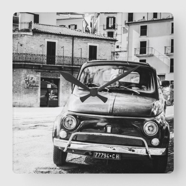 Fiat 500, cinquecento in Italien, klassisk bilgåva Fyrkantig Klocka (Framsida)
