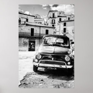 Fiat 500, cinquecento in Italien, klassisk bilgåva Poster