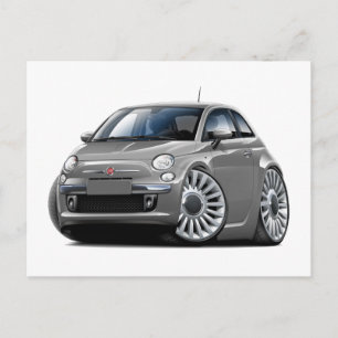Fiat 500 Grått Car Vykort