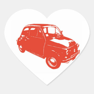 Fiat 500 hjärtformat klistermärke