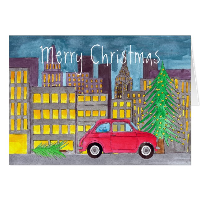 Fiat 500 i Anpassadet City Hälsningskort (Framsidan Horizontal)